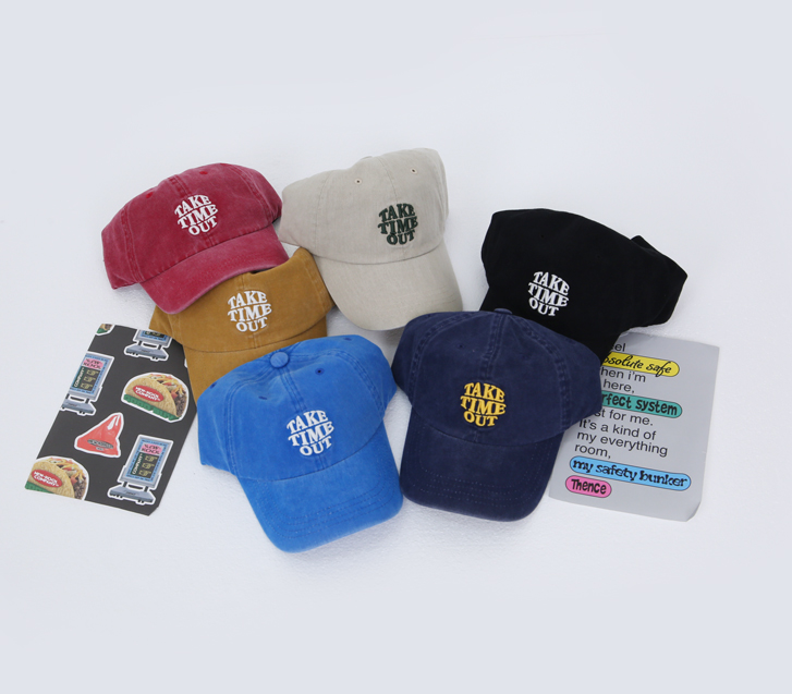 Time Embroidery Pigment Ball Cap