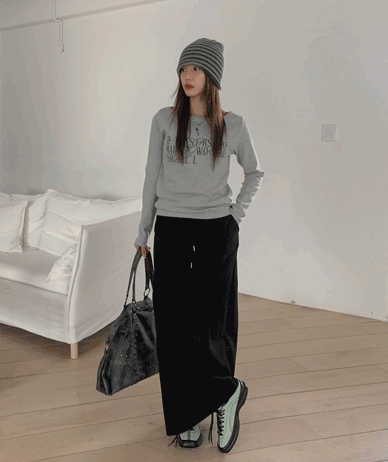 Palms Pintuck Slit Banding Rong Skirt