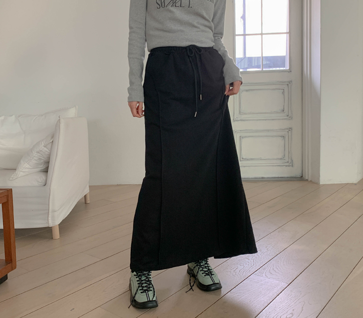 Palms Pintuck Slit Banding Rong Skirt