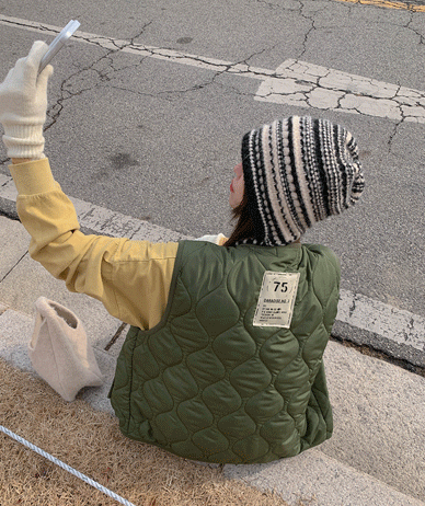 ray patch overfit quilting vest