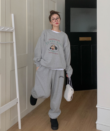 Puppy Print Sweatshirt Jogger Fleece Training Set