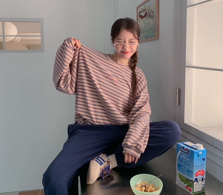 My Embroidery Dangara Peach Fleece Long-sleeve T-shirt