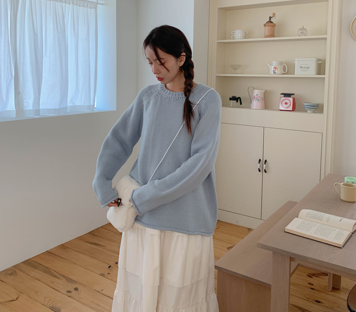 Mono Button Balaclava Roll Knit Set