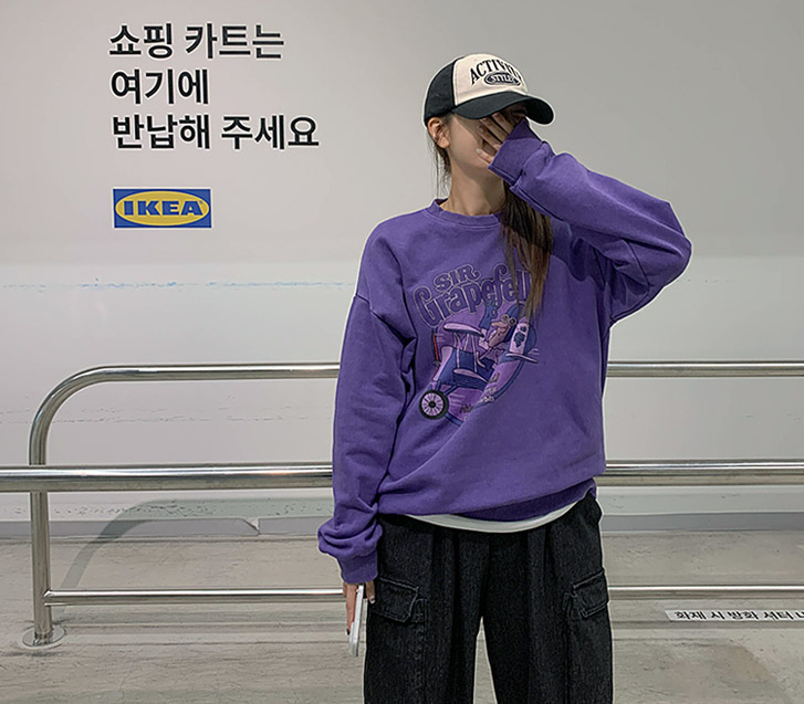 [Unisex] Airplane Print Pigment Overfit Sweatshirt