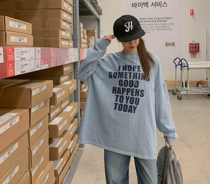 Steel dyed pigment long-sleeve long t-shirts