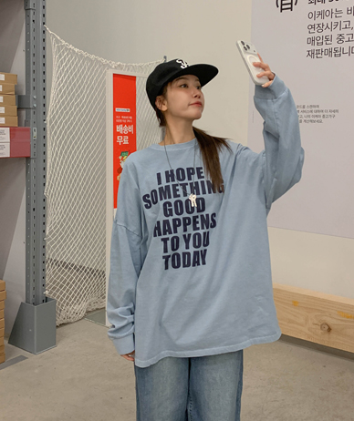 Steel dyed pigment long-sleeve long t-shirts