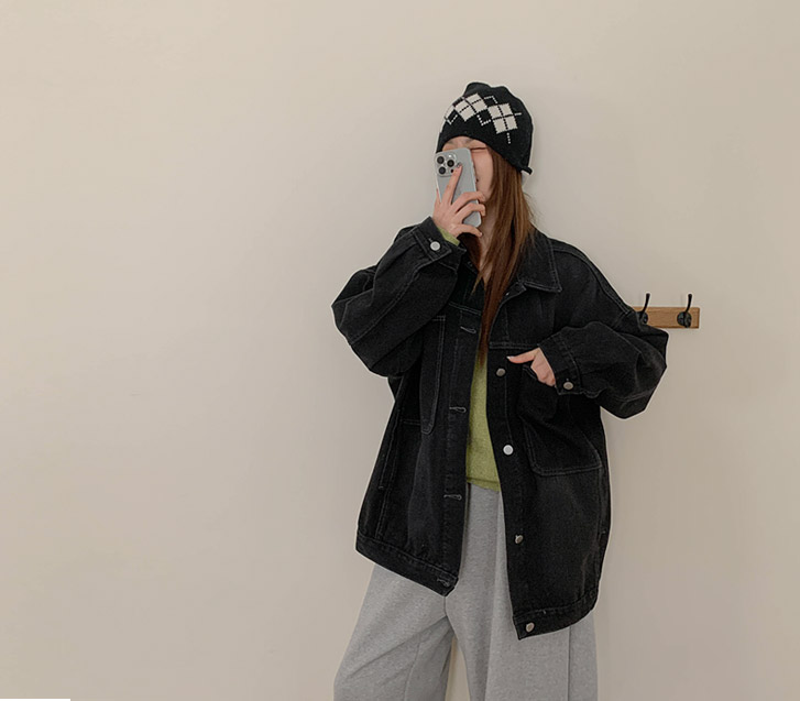 Mori stitch pocket overfit denim jacket