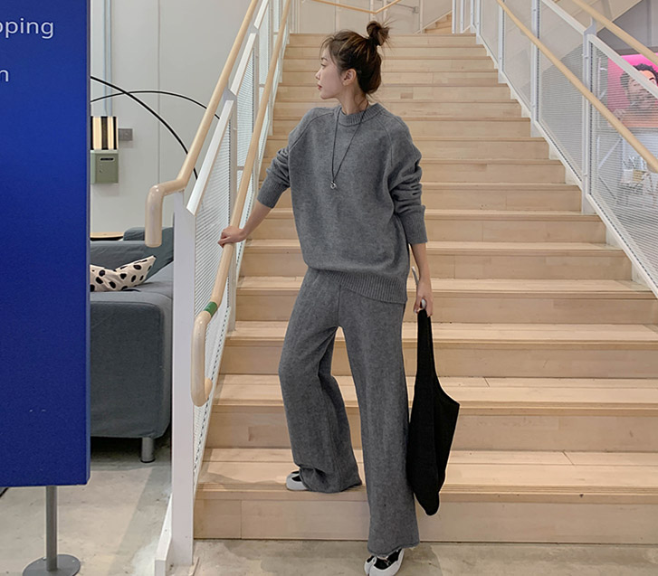 Vanilla nagrang knit wide pants set