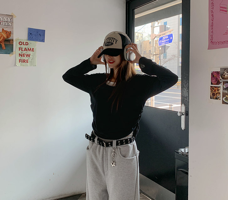 Cozy Shirring Double Long-sleeved T-shirt