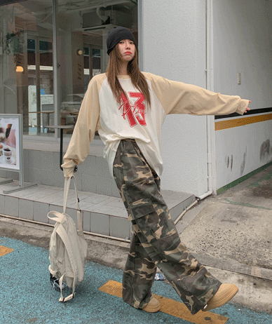 Eper Camo Cargo Biowashing Stopper Wide Pants