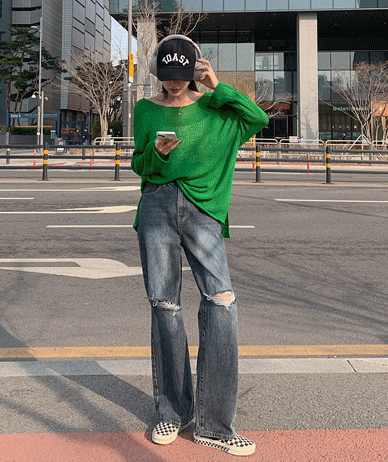 Ever Worn Denim Banding Wide Pants (Short/Basic/Longver)