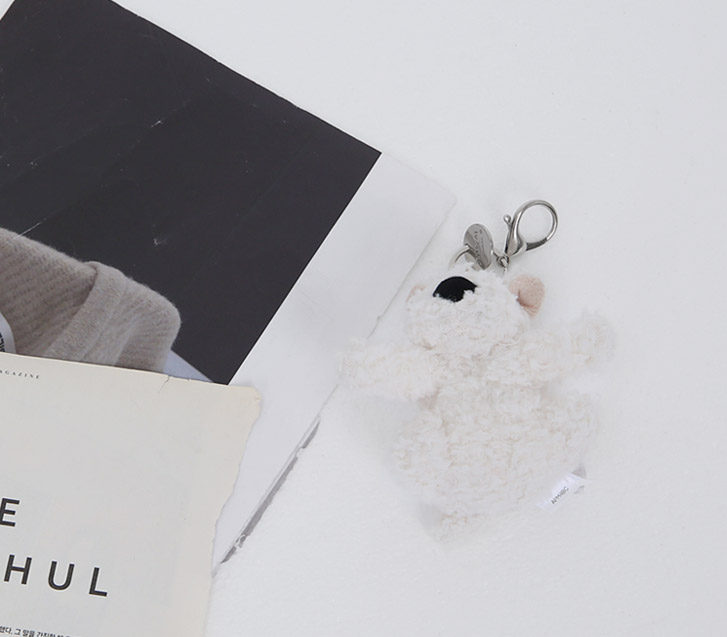 White Puppy Keychain