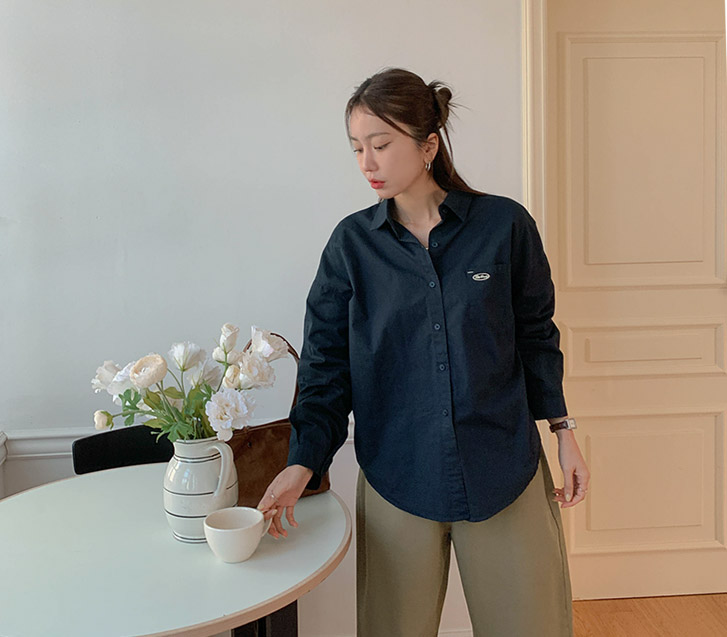 Lot Embroidery Cotton Basic Shirt Shirt