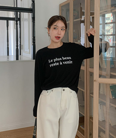 Lefless Lettering Corrugated Long-sleeved T-shirt