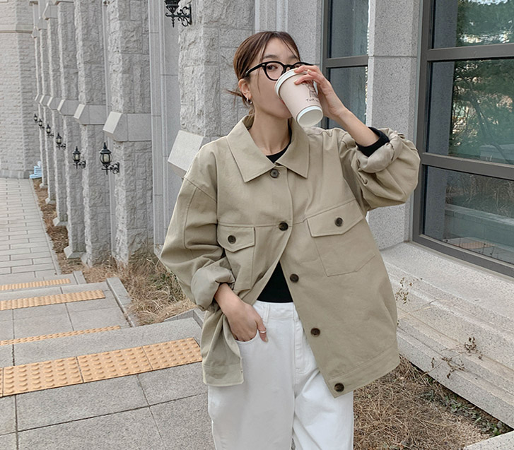 Caban Cotton Patch Pocket Jacket