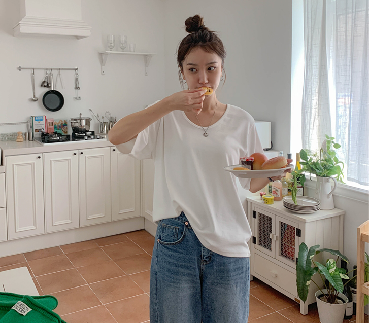 Mango U-Neck Span Short-Sleeve T-shirt