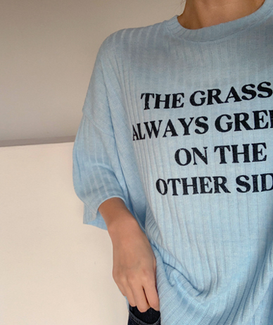 Greener Print Wide Rib Corrugated Short-sleeve T-shirt