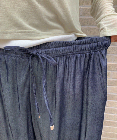 Leo Tencel Cool Denim Banding Wide Pants