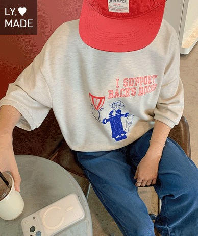 Popeye Print Short-sleeve Sweatshirt