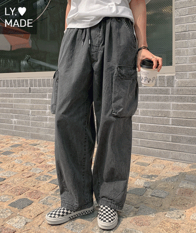 Crew Cargo Pocket Pigment Banding Balloon Baggy Pants