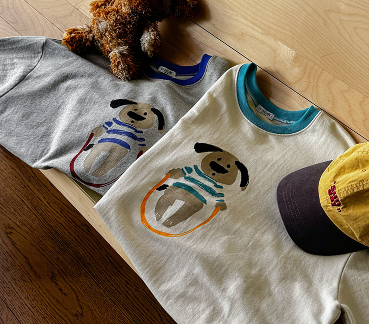 Puppy color combination print short-sleeve sweatshirt