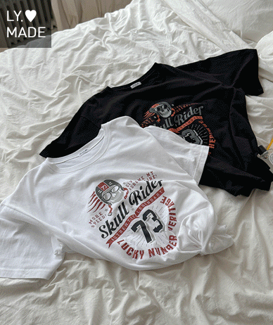 [Unisex] Skull Rider Print Loose Fit Short Sleeves T-shirt