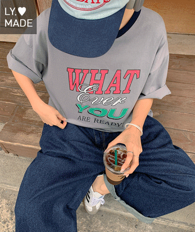 [Unisex] Whatever Crack Print Color Combination Short Sleeves T-shirt