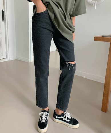 Woot Worn Denim Straight Banding Pants