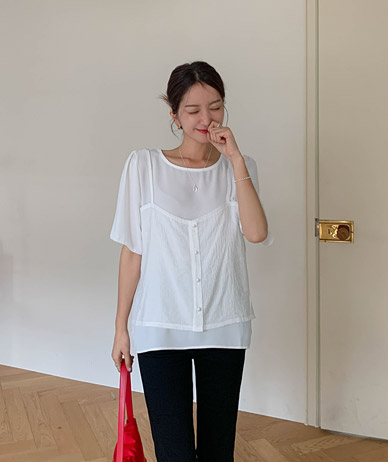 N.U Bustier Short-sleeve Blouse