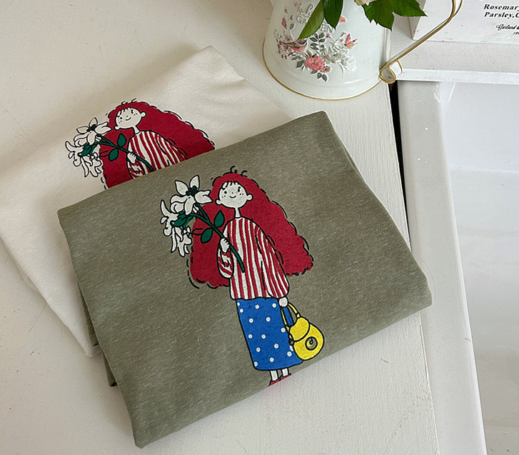 Flower Girl Printed Heathered Short Sleeves T-shirt