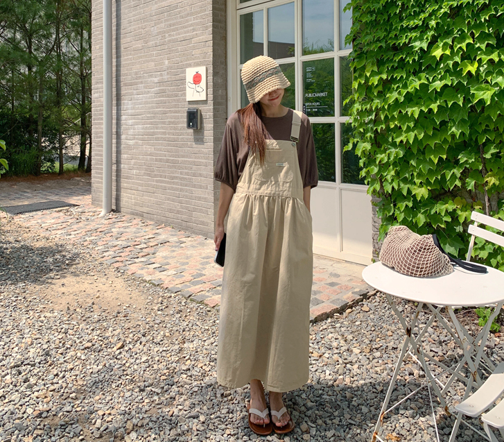 Smile Patch Pocket Shoulder Strap One Piece