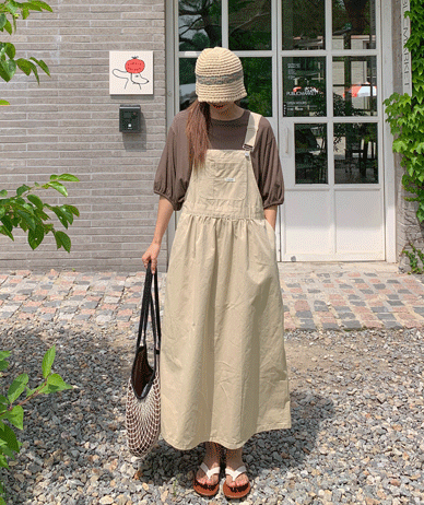 Smile Patch Pocket Shoulder Strap One Piece