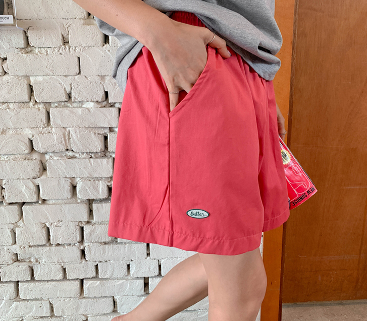 Butter Lettering Patch Banding Shorts