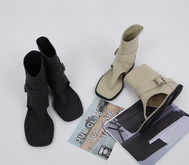 Neron Buckle Flip-flops Linen Boots