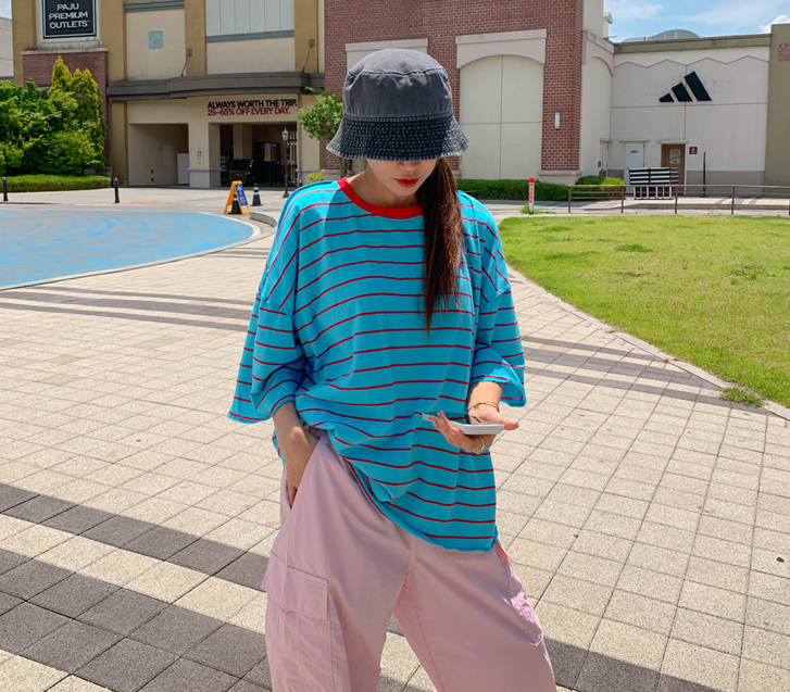 T& Striped Boxy Short-sleeve T-shirt