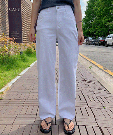 Rachel Basic Cotton Banding Wide Pants