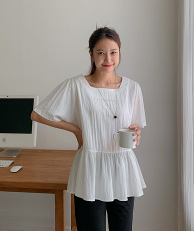 OT two-way puff shirring blouse