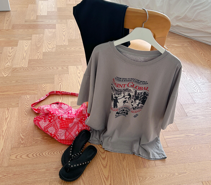 Global Print Short-sleeve Long T-shirts