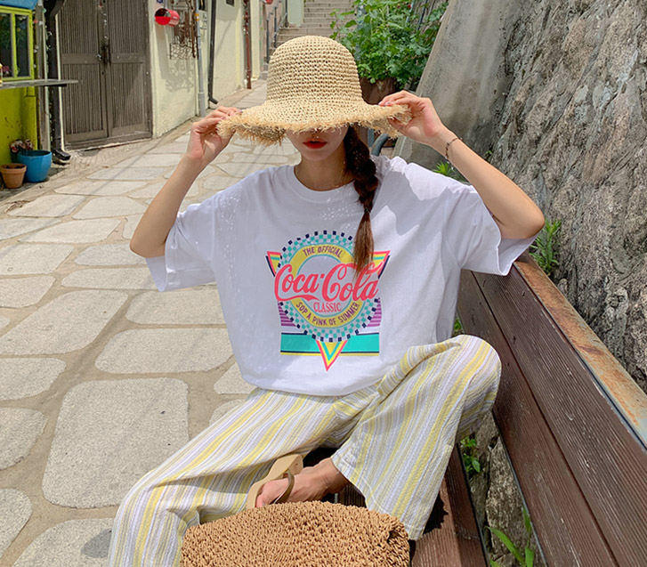 Coca Color Print Short Sleeves T-shirt