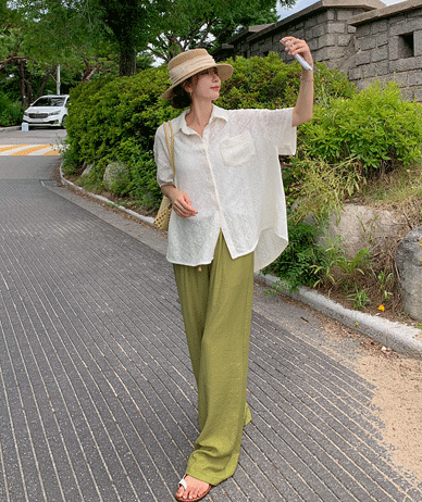 Pesto Punching Knit Short-sleeve Shirt Shirt