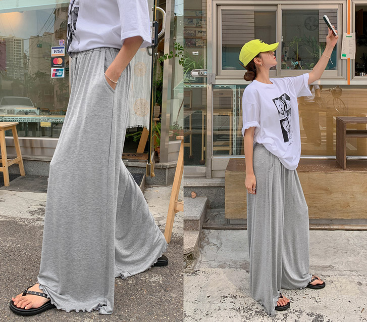 Buffin Flowy Pintuck Banding Wide Pants