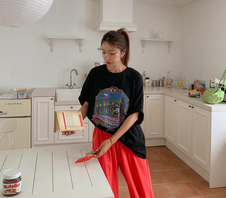 Willy Print Short-sleeve Long T-shirts