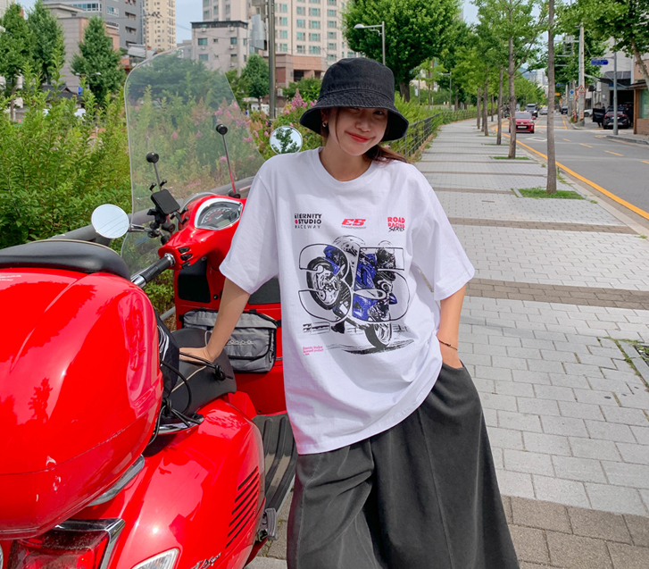 [Unisex] Cycling Print Short-sleeve Long T-shirts
