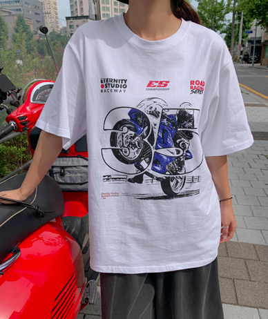 [Unisex] Cycling Print Short-sleeve Long T-shirts