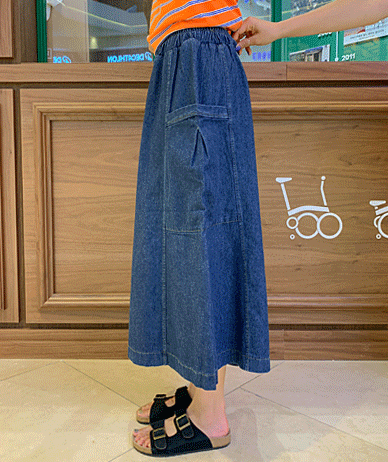 Pliv Denim Banding Cargo Wide Pants