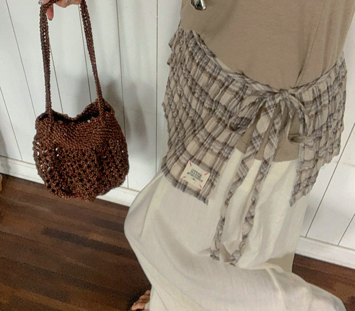Wayne Patch Check layered wrap skirt