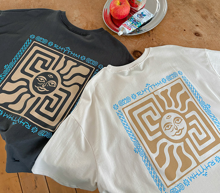 Sun Rhythm Print Short-sleeve Sweatshirt