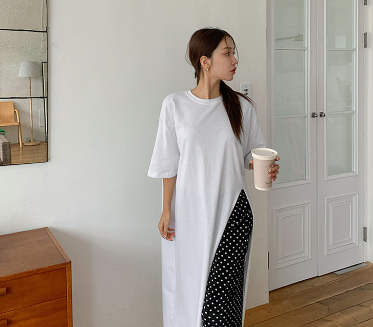 Recklin front eyelid short-sleeve long one piece