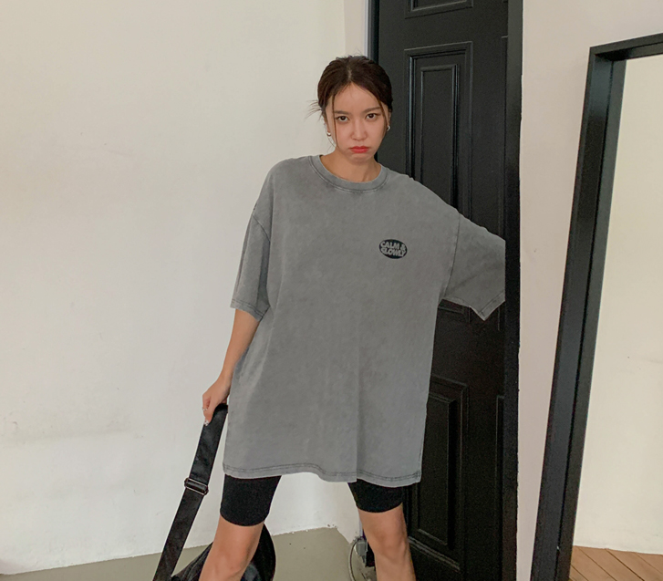 [Unisex] Slow Printed Pigment Short-sleeve Long T-shirts
