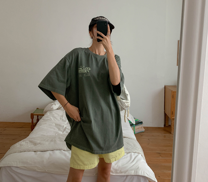 [Unisex] Well Lettering Print Pigment Short-sleeve Long T-shirts